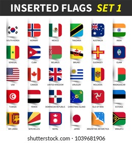 All flags of the world set 1 . Inserted and floating sticky note design . ( 1/8 )