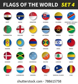 All flags of the world set 4. Circle and concave design. 