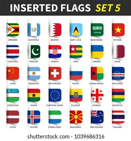 All flags of the world set 5 . Inserted and floating sticky note design . ( 5/8 )