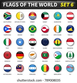 All flags of the world set 6 . Circle and convex design .