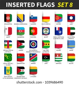 All flags of the world set 8 . Inserted and floating sticky note design . ( 8/8 )