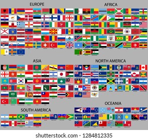 all flags of the world. Sort by continents