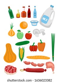 All food set. Food icons. Vector illustration.