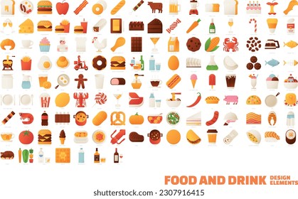 All food set. Meat and vegetables, fruits and fast food, fish and sweets.