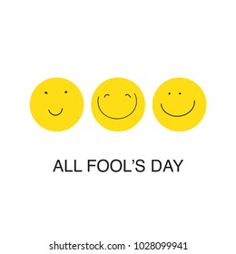 All fool's day. Three emoticons joke. Vector illustration.