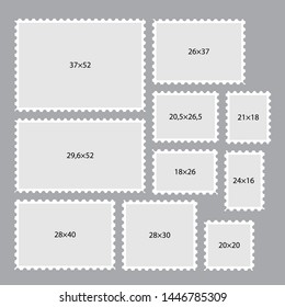 All formats postage stamps frames set. 