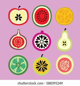 All fruit in purple screen
