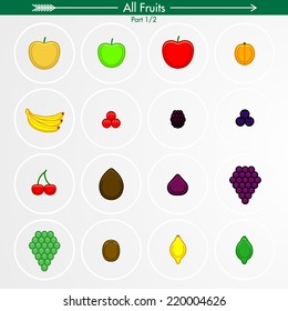 All Fruits. Icon Set Part 1/2