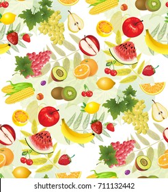 all fruits seamless patterns vectors