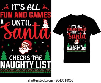 Es macht Spaß und Spiele bis Weihnachts Weihnachts-Schach der scheußlichen Liste Weihnachts-T-Shirt Design-Design 