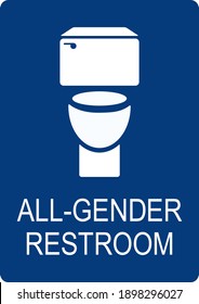 All gender bathroom sign. White on blue background. Toilet signs and symbols. It can be used for Buildings, mall, restaurant and office.