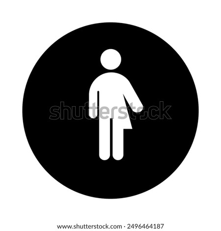 All gender restroom circle sign. Gender neutral toilet icon. Unisex vector flat symbol on black background.