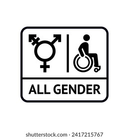 All gender restroom pictogram, wc symbol, bathroom door label