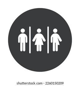 All Gender Restroom Sign. Gender Neutral Toilet Icon. Vector Flat Pictogram on White Background for Web, Mobile App, Office, Mall, Restaurant.