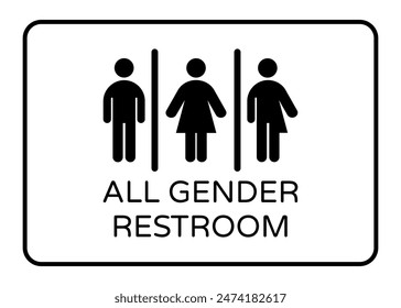 All gender restroom sign. Gender neutral toilet icon. Vector flat line pictogram on white background for web, mobile app, office, mall, restaurant.