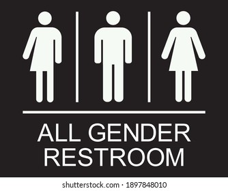 All gender restroom sign. White on Light Black background. Perfect for business concepts, mall,restaurant and office. - Shutterstock ID 1897848010
