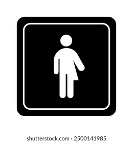 All gender restroom square sign. Gender neutral toilet icon. Unisex vector flat symbol on black background.	