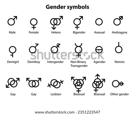 All gender symbol icon vector set illustration. Sexual orientation. Sex symbol icon.