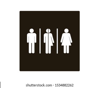 All Gender Symbols. Male, Female Transgender, Restroom Or Toilet Sign, Vector Illustration