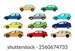 All generations Japan Classic Compact Hatchback History
Vector Speed Icon Vehicle Automobile Auto Car Set