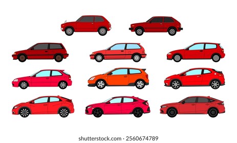 All generations Japan Classic Compact Hatchback History
Vector Speed Icon Vehicle Automobile Auto Car Set