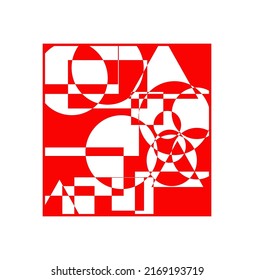 All geometrical forms overlapped design background in rd color.
