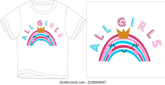 all girls rainbow
t shirt graphic design vector illustration digital file
