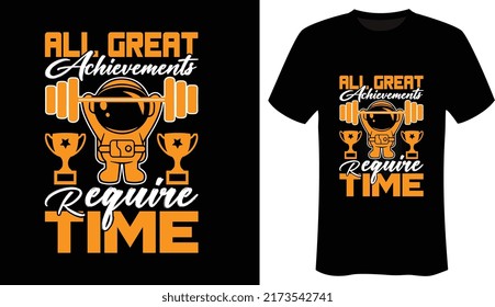 Alle großartigen Leistungen erfordern ein zeitgemäßes Fitness-Fitness-Fitnessstudio, das Design eines Shirts im Trend hält
