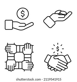 All hand gestures Flat Icon Set Isolated On White Background