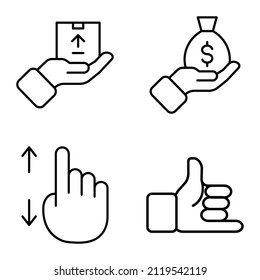 All hand gestures Flat Icon Set Isolated On White Background