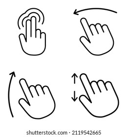 All hand gestures Flat Icon Set Isolated On White Background