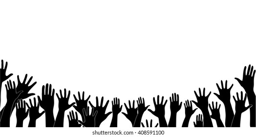 All Hands Up And Background Art Vector