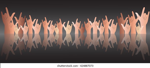 all hands up love sign reflect and background vector