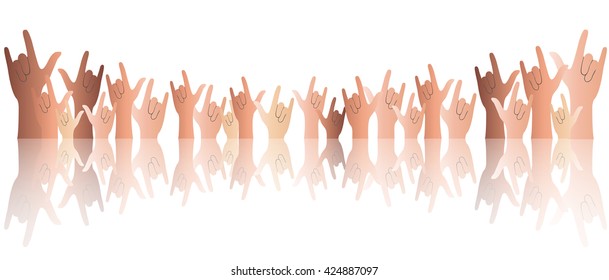 all hands up love sign reflect and background vector