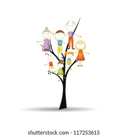 All happy family: kids and parents and grandparents