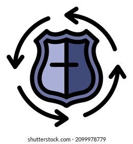 All hours guard icon. Outline all hours guard vector icon color flat isolated