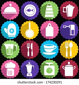 All for the house icons kitchen ware icon set