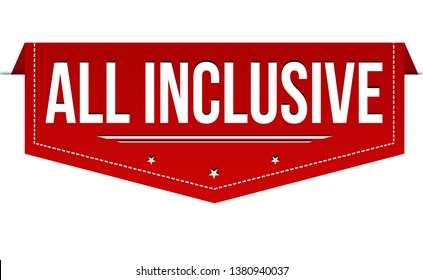 All inclusive banner design on white background, vector illustration