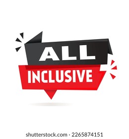 All inclusive. Banner with megaphone. Flat vector design.