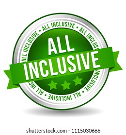 All inclusive Button - Online Badge Marketing Banner with Ribbon.
