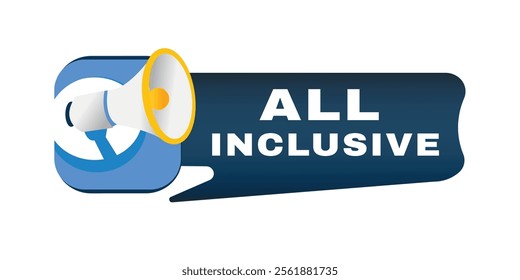 All inclusive element for banner announce, flat vector sign illustration isolated advertising symbol.