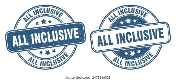 ALL INCLUSIVE-STEMPEL. ALL INCLUSIVE-SCHILD. RUNDES GRUNGE-ETIKETT