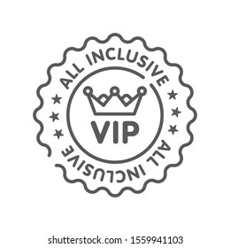 All inclusive sticker line black icon. Vip membership. Exclusive offer from travel agency. Sign for web page, mobile app