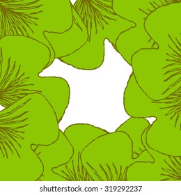 All isolated. A square frame of green leaves with unusual shapes.