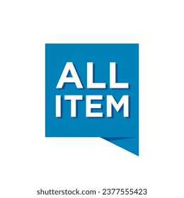 All item tag for product promotion artwork