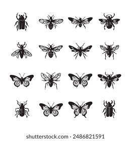 All kind of bug and insect icon design
