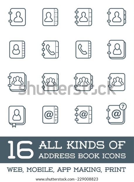 All\
Kinds of Contact Us Address Book Icons in Vector Isolated for Using\
in All Purposes Web, Mobile, App Making or\
Printing
