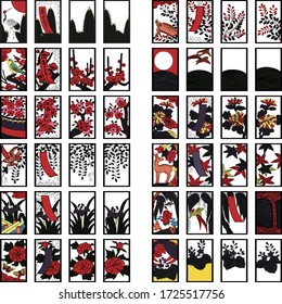 All kinds of hanafuda, which is traditional Japanese karuta.
Akayoshi means great.
Miyoshino is Mt.Yoshinoyama, which is famous for its cherry blossoms.