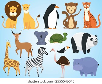 All kinds of wild forest animal vector illustration