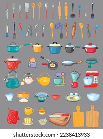 All kitchen utensils are here vector
